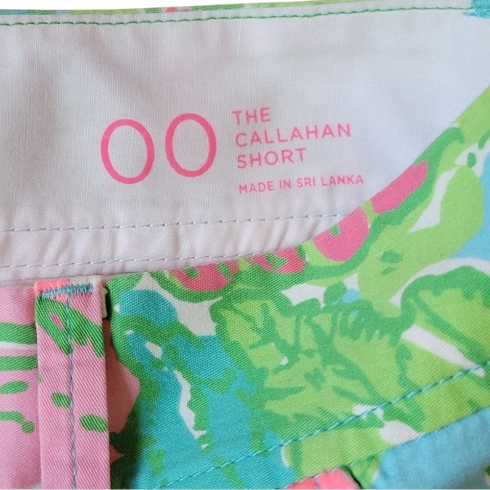 LILLY PULITZER Big Flirt Callahan Cotton Shorts in Greens/Pinks/Yellow Size 00 - Picture 8 of 12